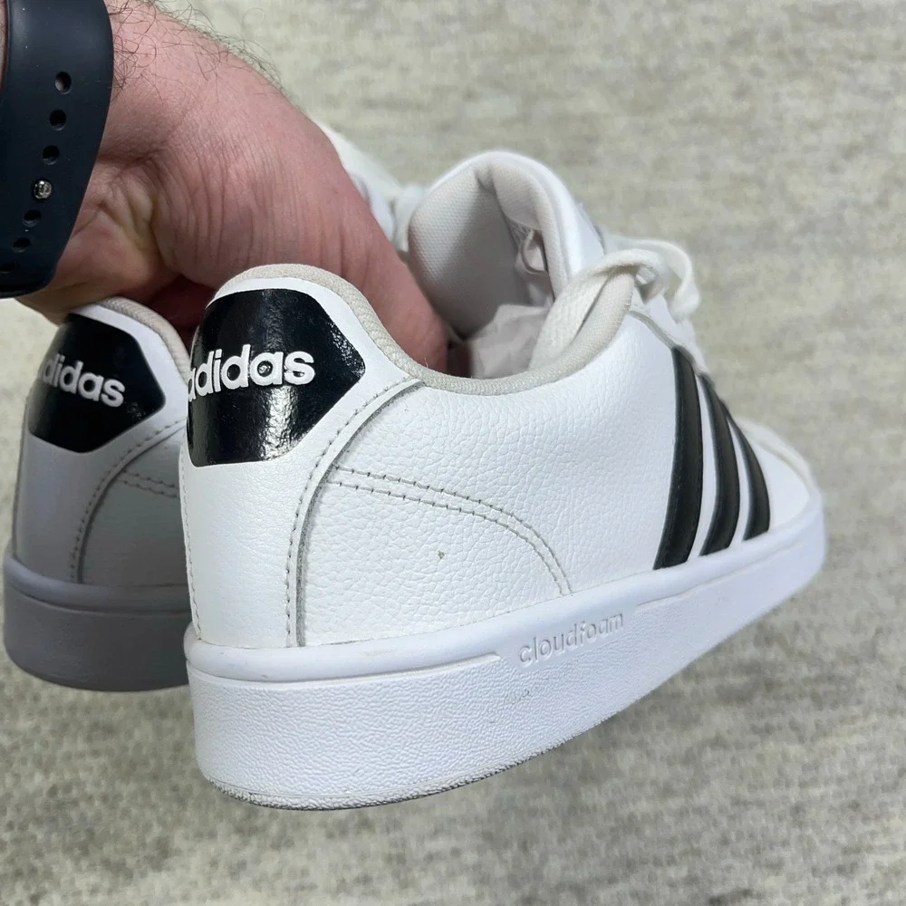 Adidas Cloudfoam Advantage AW4287 White Leather Low Top Sneaker Womens Shoes 10 - Picture 5 of 14